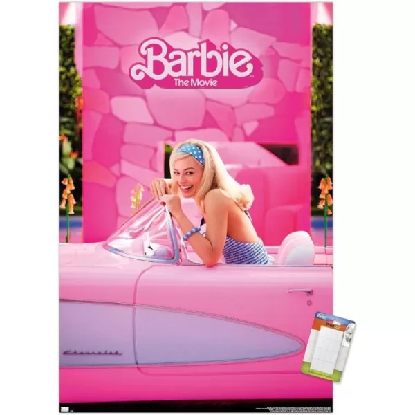 Trends International Mattel Barbie The Movie  Barbie Car Wall Poster 22375 x 34 Unframed Version1472 x 2237 Premium Poster amp Mount Bundle