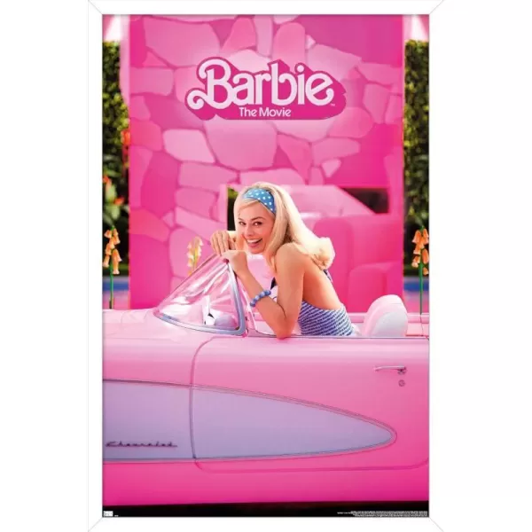 Trends International Mattel Barbie The Movie  Barbie Car Wall Poster 22375 x 34 Unframed Version1472 x 2237 White Framed Version