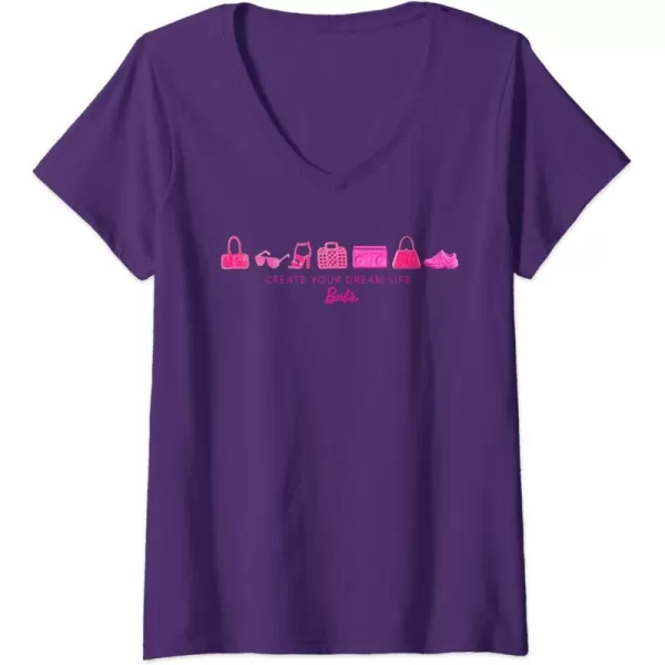 Womens Barbie  Create Your Dream Life VNeck TShirtPurple