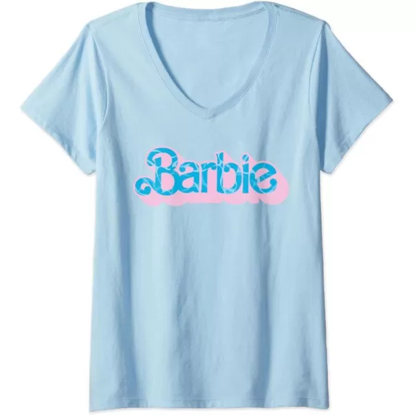 Womens Barbie  Poolside Logo VNeck TShirtBaby Blue