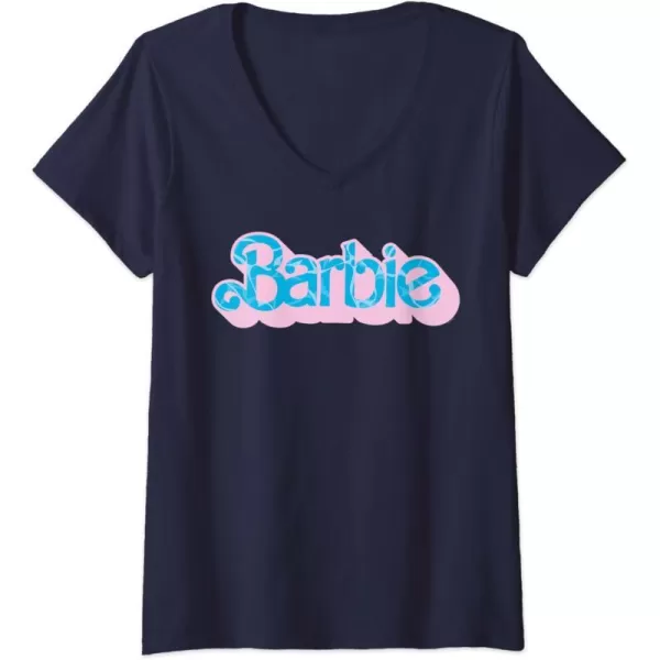 Womens Barbie  Poolside Logo VNeck TShirtNavy Blue