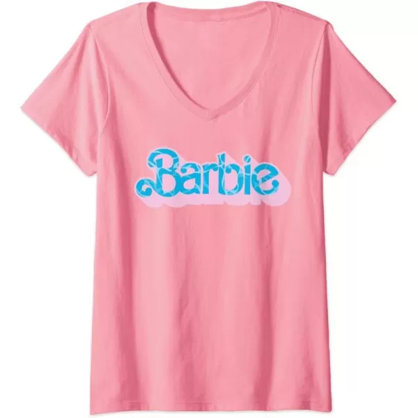 Womens Barbie  Poolside Logo VNeck TShirtPink