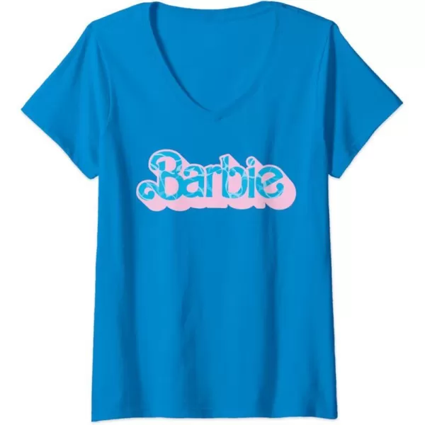 Womens Barbie  Poolside Logo VNeck TShirtSapphire Blue