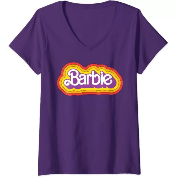 Womens Barbie  Retro Summer Logo VNeck TShirtPurple