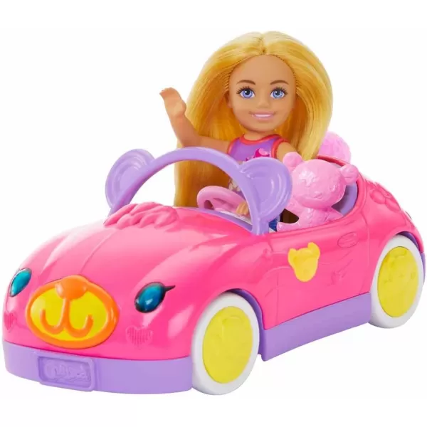 Barbie Chelsea Doll ampamp Toy Car with Unicorn Theme Blonde Small Doll in Removable Skirt Pet Puppy Sticker Sheet ampamp AccessoriesTeddy Car