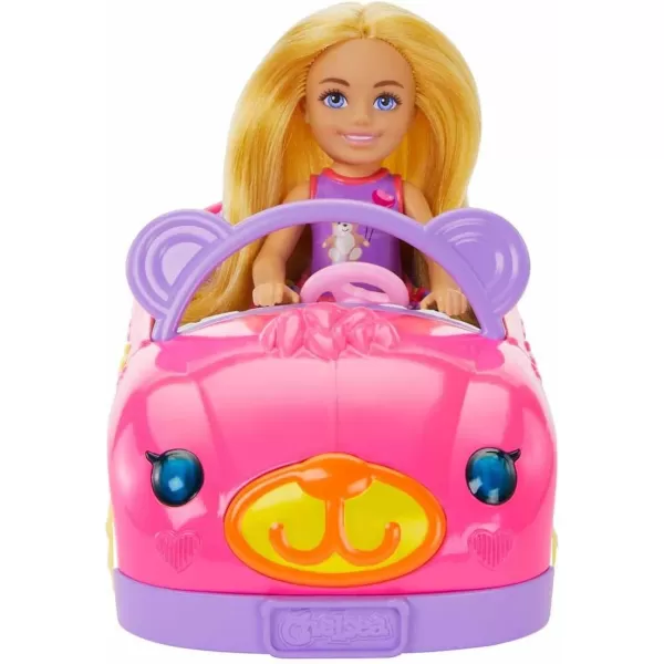 Barbie Chelsea Doll ampamp Toy Car with Unicorn Theme Blonde Small Doll in Removable Skirt Pet Puppy Sticker Sheet ampamp AccessoriesTeddy Car