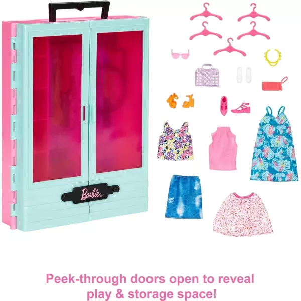 Barbie Closet Playset with 3 Outfits Styling Accessories ampamp Hangers Mix ampamp Match Clothes for 50 LooksCloset