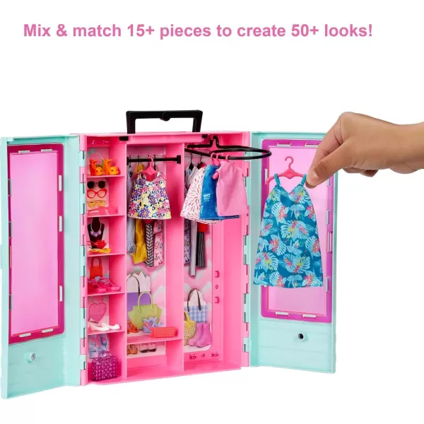 Barbie Closet Playset with 3 Outfits Styling Accessories ampamp Hangers Mix ampamp Match Clothes for 50 LooksCloset