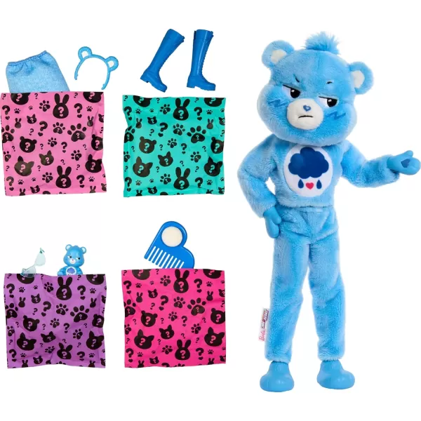 Barbie Cutie Reveal Doll ampamp Accessories Care Bears Series Fashion Doll with Cheer Bear Plush Costume ampamp 10 Surprises Including Color Change ampamp Mini BearGrumpy Bear