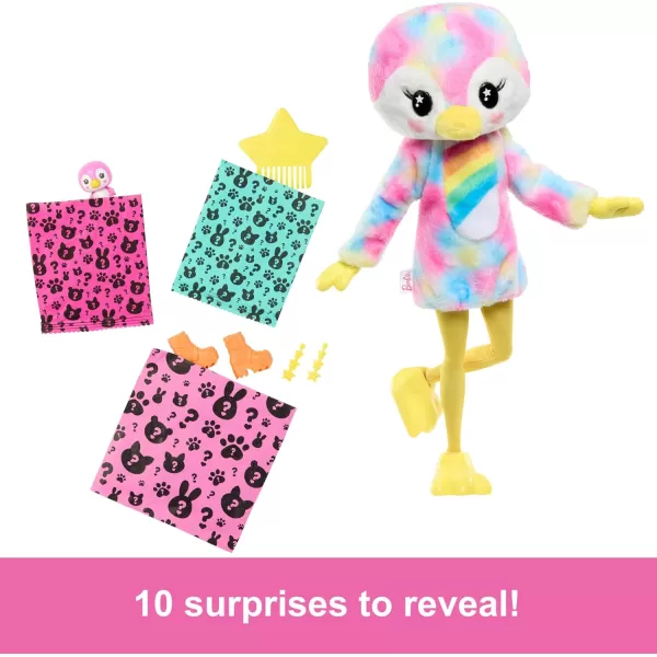 Barbie Cutie Reveal Doll ampamp Accessories with Animal Costume ampamp 10 Surprises Including Color Change Kitten as Red Panda in CostumeThemed SeriesTie Dyed Penguin