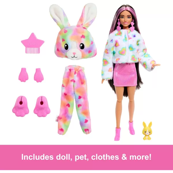 Barbie Cutie Reveal Doll ampamp Accessories with Animal Costume ampamp 10 Surprises Including Color Change Kitten as Red Panda in CostumeThemed SeriesTie Dyed Bunny