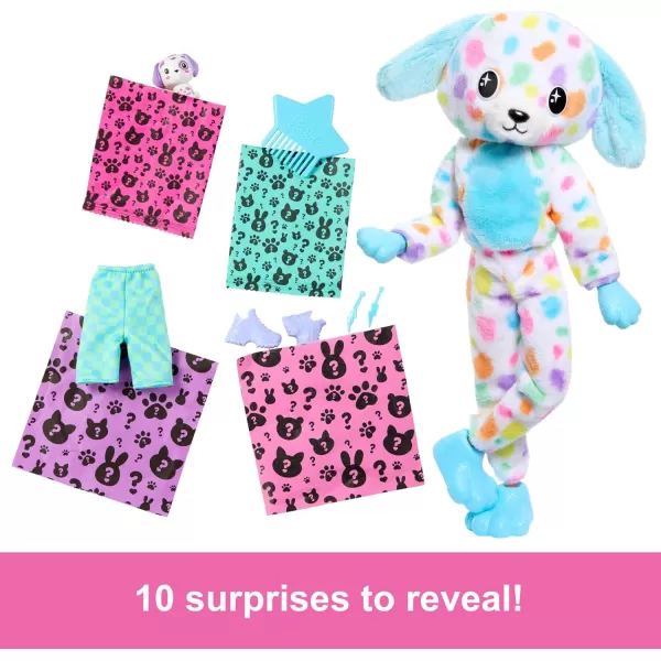 Barbie Cutie Reveal Doll ampamp Accessories with Animal Costume ampamp 10 Surprises Including Color Change Kitten as Red Panda in CostumeThemed SeriesRainbow Dalmation