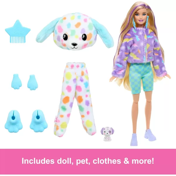 Barbie Cutie Reveal Doll ampamp Accessories with Animal Costume ampamp 10 Surprises Including Color Change Kitten as Red Panda in CostumeThemed SeriesRainbow Dalmation