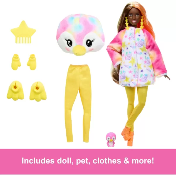 Barbie Cutie Reveal Doll ampamp Accessories with Animal Costume ampamp 10 Surprises Including Color Change Kitten as Red Panda in CostumeThemed SeriesTie Dyed Penguin