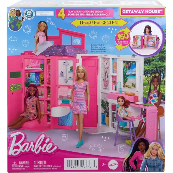 Barbie Doll House Playset Getaway House with 11 Accessories Including 2 Chairs 4 Play Areas ampamp 360degree Play