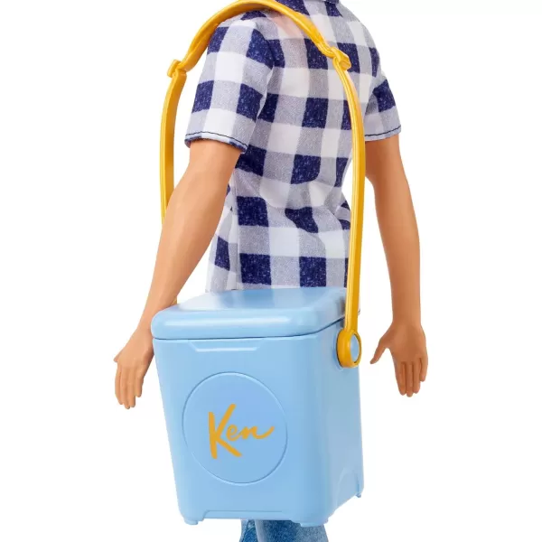 Barbie Doll ampamp Accessories It Takes Two Camping Set with Cooler Map ampamp More Blonde Ken Doll with Blue Eyes in Plaid Shirt