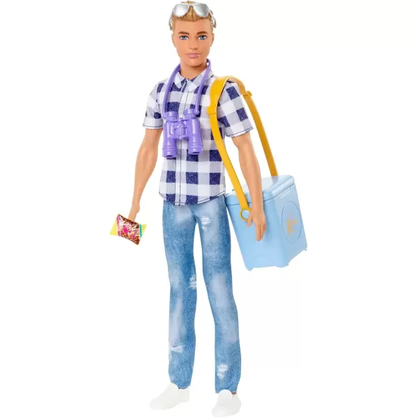 Barbie Doll ampamp Accessories It Takes Two Camping Set with Cooler Map ampamp More Blonde Ken Doll with Blue Eyes in Plaid Shirt