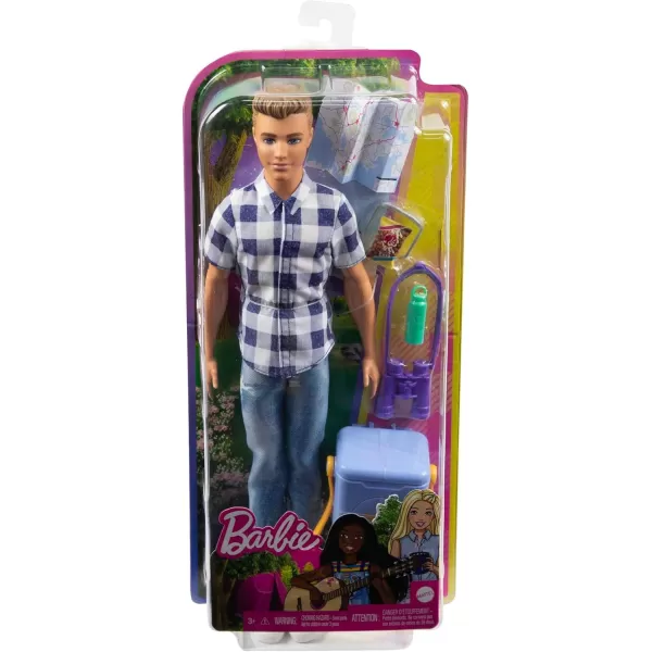 Barbie Doll ampamp Accessories It Takes Two Camping Set with Cooler Map ampamp More Blonde Ken Doll with Blue Eyes in Plaid Shirt