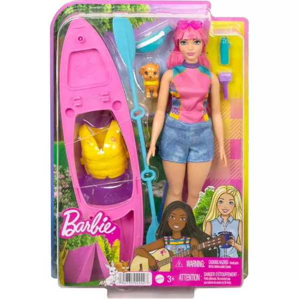 Barbie Doll ampamp Accessories It Takes Two Malibu Camping Playset with Doll Pet Puppy ampamp 10 Accessories Including Sleeping BagDaisy Kayaking