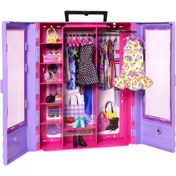 Barbie Doll ampamp Playset Fashionistas Ultimate Closet with Clothes 3 Outfits ampamp Fashion Accessories Including 6 HangersCloset  Doll