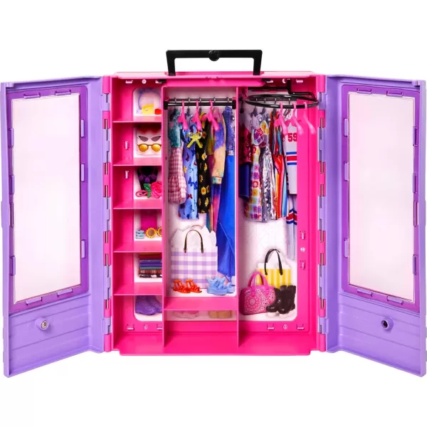 Barbie Doll ampamp Playset Fashionistas Ultimate Closet with Clothes 3 Outfits ampamp Fashion Accessories Including 6 HangersCloset