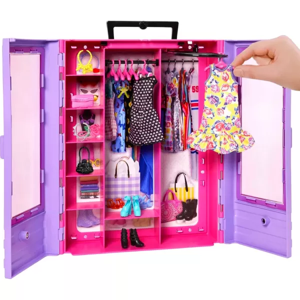 Barbie Doll ampamp Playset Fashionistas Ultimate Closet with Clothes 3 Outfits ampamp Fashion Accessories Including 6 HangersCloset