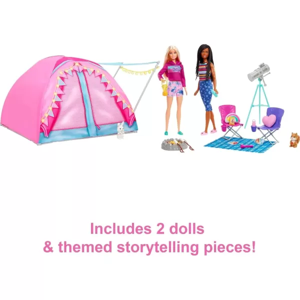 Barbie Dolls ampamp 20 Accessories It Takes Two Camping Tent Playset with Brooklyn ampamp Malibu Dolls ampamp 2 Moving Animals