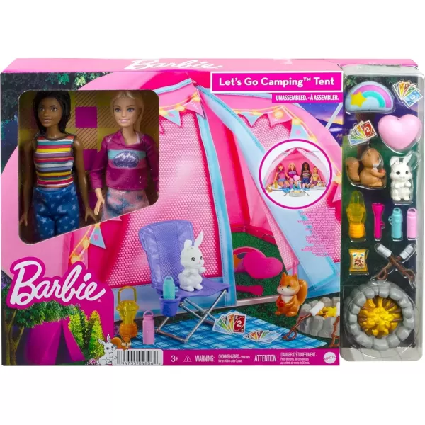 Barbie Dolls ampamp 20 Accessories It Takes Two Camping Tent Playset with Brooklyn ampamp Malibu Dolls ampamp 2 Moving Animals