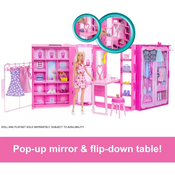 Barbie Dream Closet Toy Playset ampamp Storage with Clothes ampamp Accessories 3 feet Wide with 25 Pieces Includes 4 Complete Fashion LooksDream Closet 30