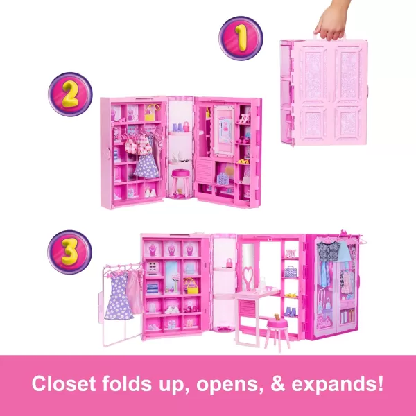 Barbie Dream Closet Toy Playset ampamp Storage with Clothes ampamp Accessories 3 feet Wide with 25 Pieces Includes 4 Complete Fashion LooksDream Closet 30