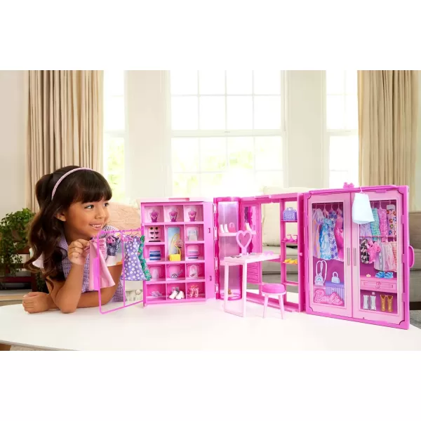 Barbie Dream Closet Toy Playset ampamp Storage with Clothes ampamp Accessories 3 feet Wide with 25 Pieces Includes 4 Complete Fashion LooksDream Closet 30