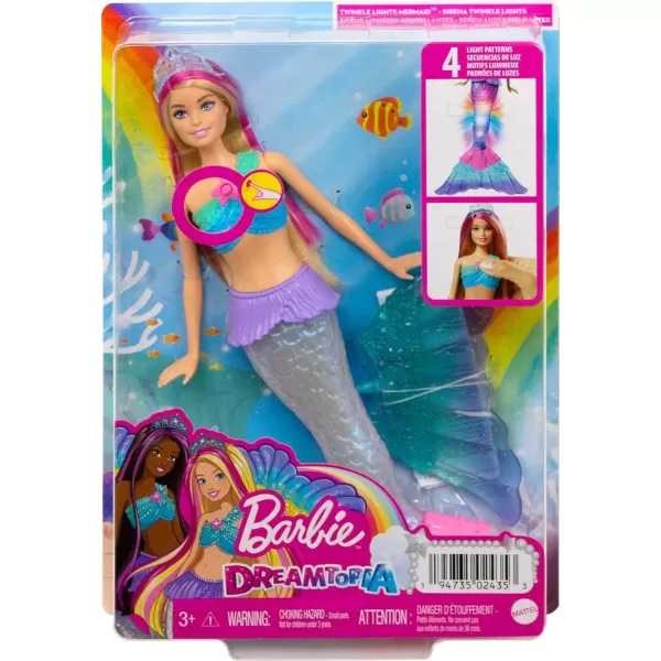 Barbie Dreamtopia Doll Mermaid Toy with WaterActivated LightUp Tail PinkStreaked Hair ampamp 4 Colorful Light ShowsBlonde