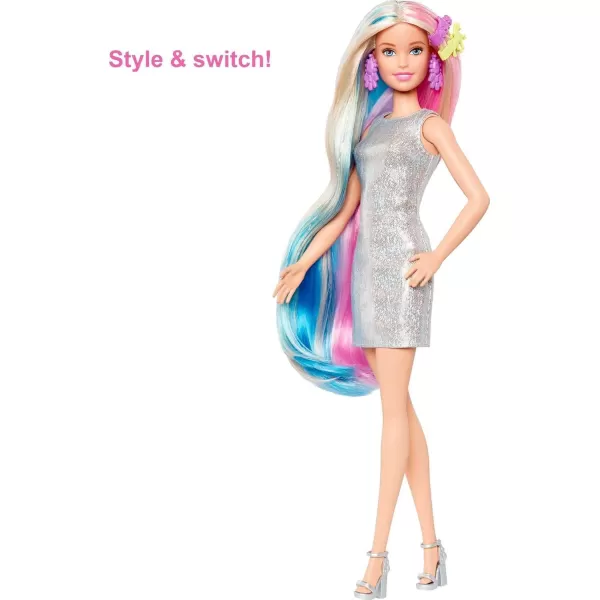 Barbie Fantasy Hair Doll ampamp Accessories Long Colorful Blonde Hair with Mermaid ampamp UnicornInspired ClothesBlonde