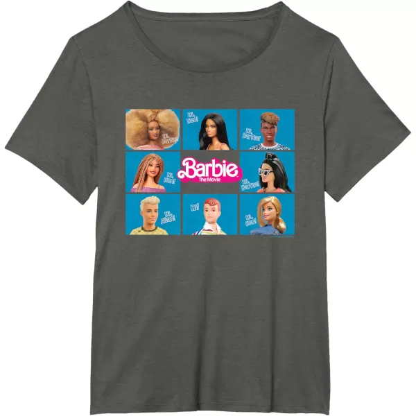 Barbie The Movie  Grid TShirtAsphalt Grey