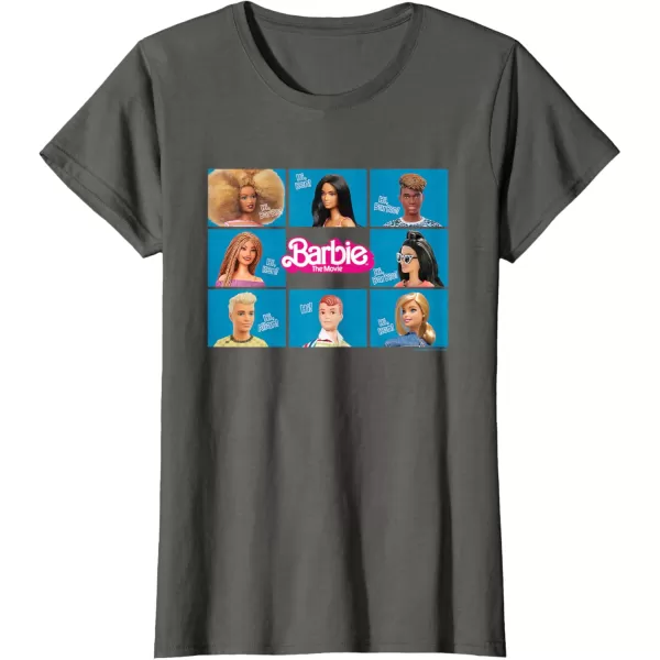 Barbie The Movie  Grid TShirtAsphalt Grey