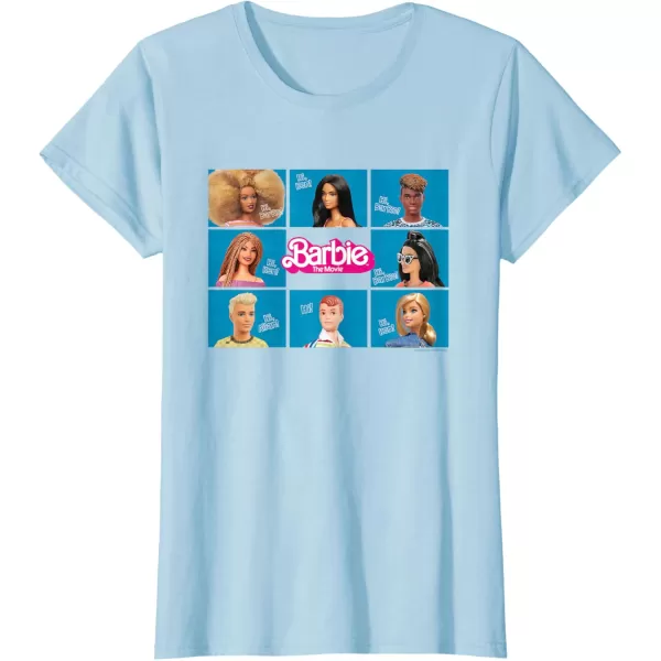 Barbie The Movie  Grid TShirtBaby Blue