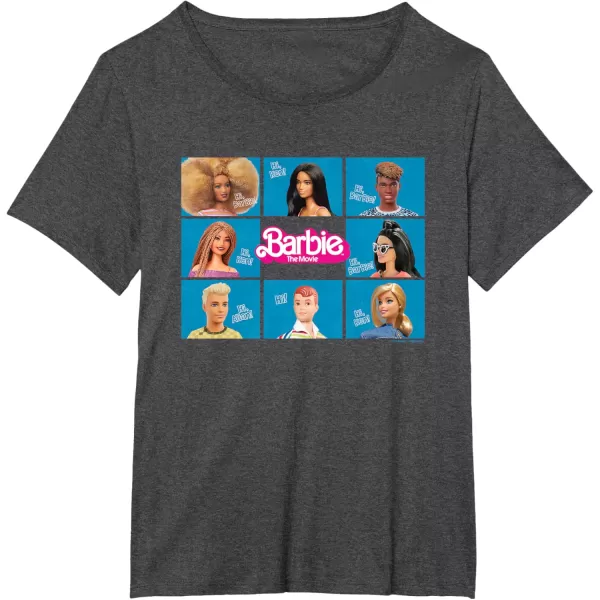 Barbie The Movie  Grid TShirtDark Heather Grey