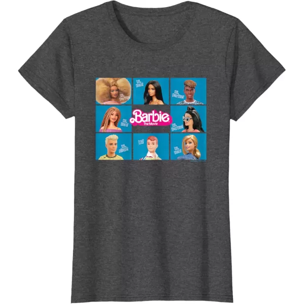 Barbie The Movie  Grid TShirtDark Heather Grey