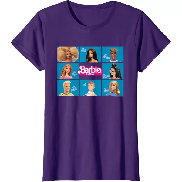 Barbie The Movie  Grid TShirtPurple