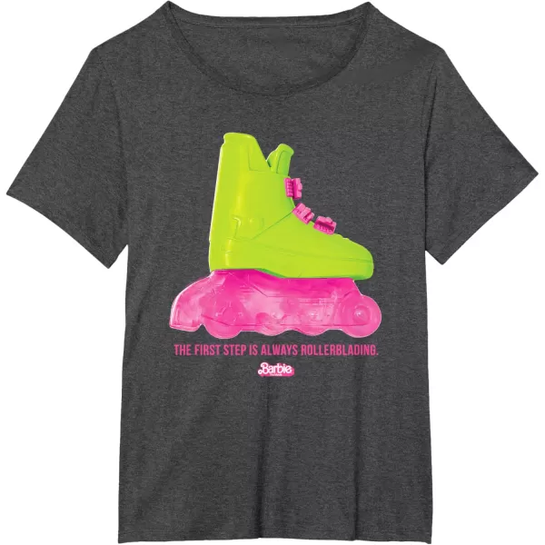 Barbie The Movie  Rollerblading Barbie TShirtDark Heather Grey