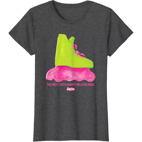 Barbie The Movie  Rollerblading Barbie TShirtDark Heather Grey