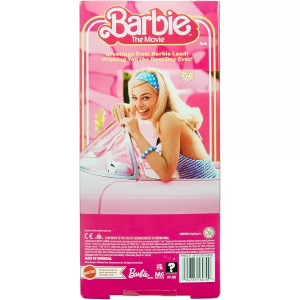 Barbie The Movie Doll Margot Robbie as Collectible Doll Wearing Pink ampamp White Gingham Dress with Daisy Chain NecklaceMulticolor