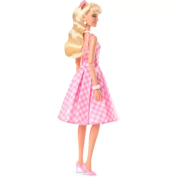 Barbie The Movie Doll Margot Robbie as Collectible Doll Wearing Pink ampamp White Gingham Dress with Daisy Chain NecklaceMulticolor