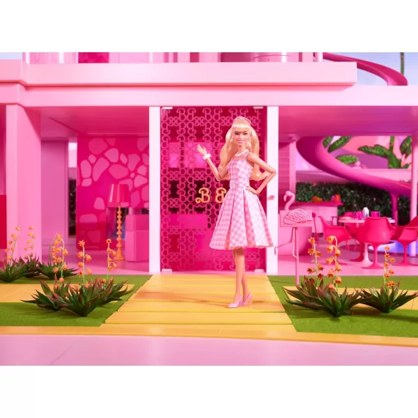 Barbie The Movie Doll Margot Robbie as Collectible Doll Wearing Pink ampamp White Gingham Dress with Daisy Chain NecklaceMulticolor