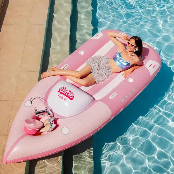 Barbie The Movie ampamp FUNBOY Inflatable Pool Floats Perfect for a Summer Pool Party and EntertainmentSpeed Boat Float