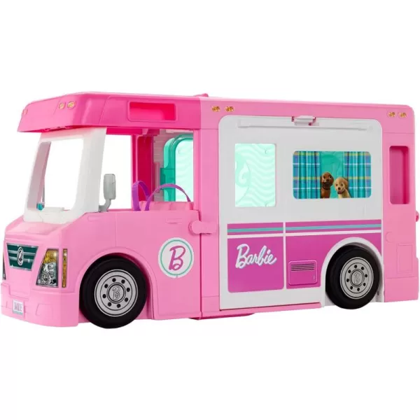 Barbie Camper Playset 3in1 DreamCamper with Pool ampamp 50 Accessories Transforms into DollSized Truck Boat ampamp House Amazon Exclusive