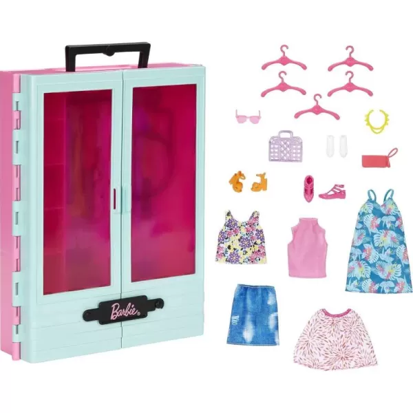 Barbie Closet Playset with 3 Outfits Styling Accessories ampamp Hangers Mix ampamp Match Clothes for 50 LooksCloset