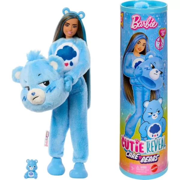 Barbie Cutie Reveal Doll ampamp Accessories Care Bears Series Fashion Doll with Cheer Bear Plush Costume ampamp 10 Surprises Including Color Change ampamp Mini BearGrumpy Bear