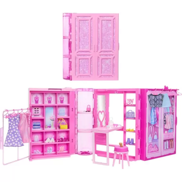 Barbie Dream Closet Toy Playset ampamp Storage with Clothes ampamp Accessories 3 feet Wide with 25 Pieces Includes 4 Complete Fashion LooksDream Closet 30