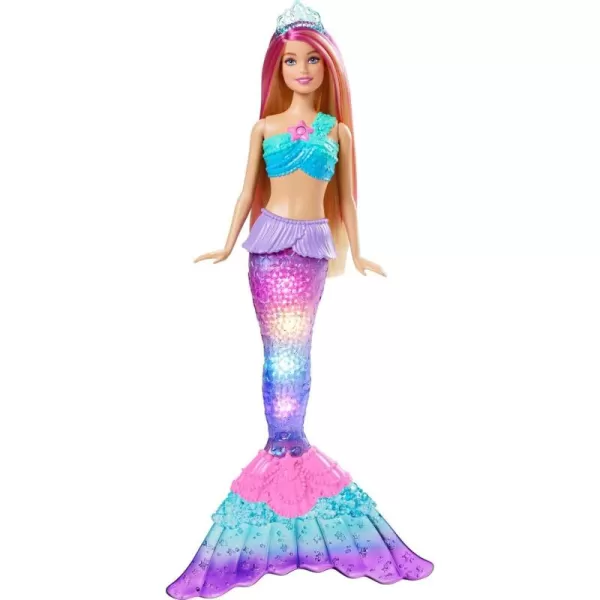 Barbie Dreamtopia Doll Mermaid Toy with WaterActivated LightUp Tail PinkStreaked Hair ampamp 4 Colorful Light ShowsBlonde